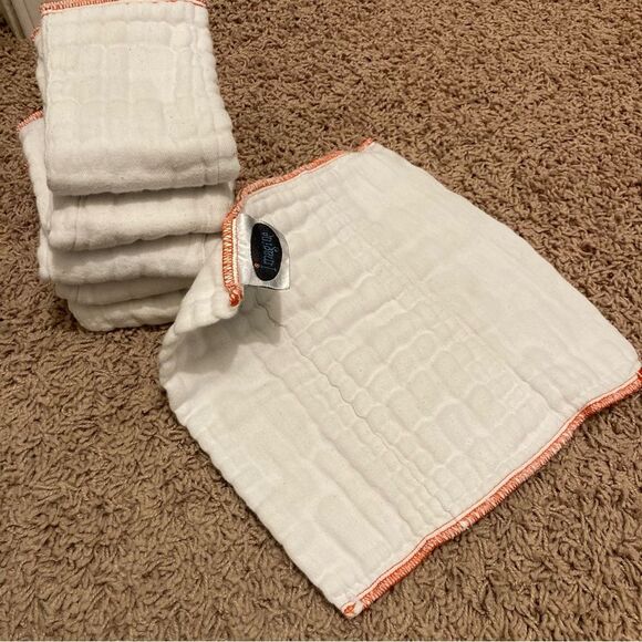 Imagine Cloth Pre Fold Diaper Inserts 6 pack White 100% Cotton Burp Rags Baby - Picture 1 of 5